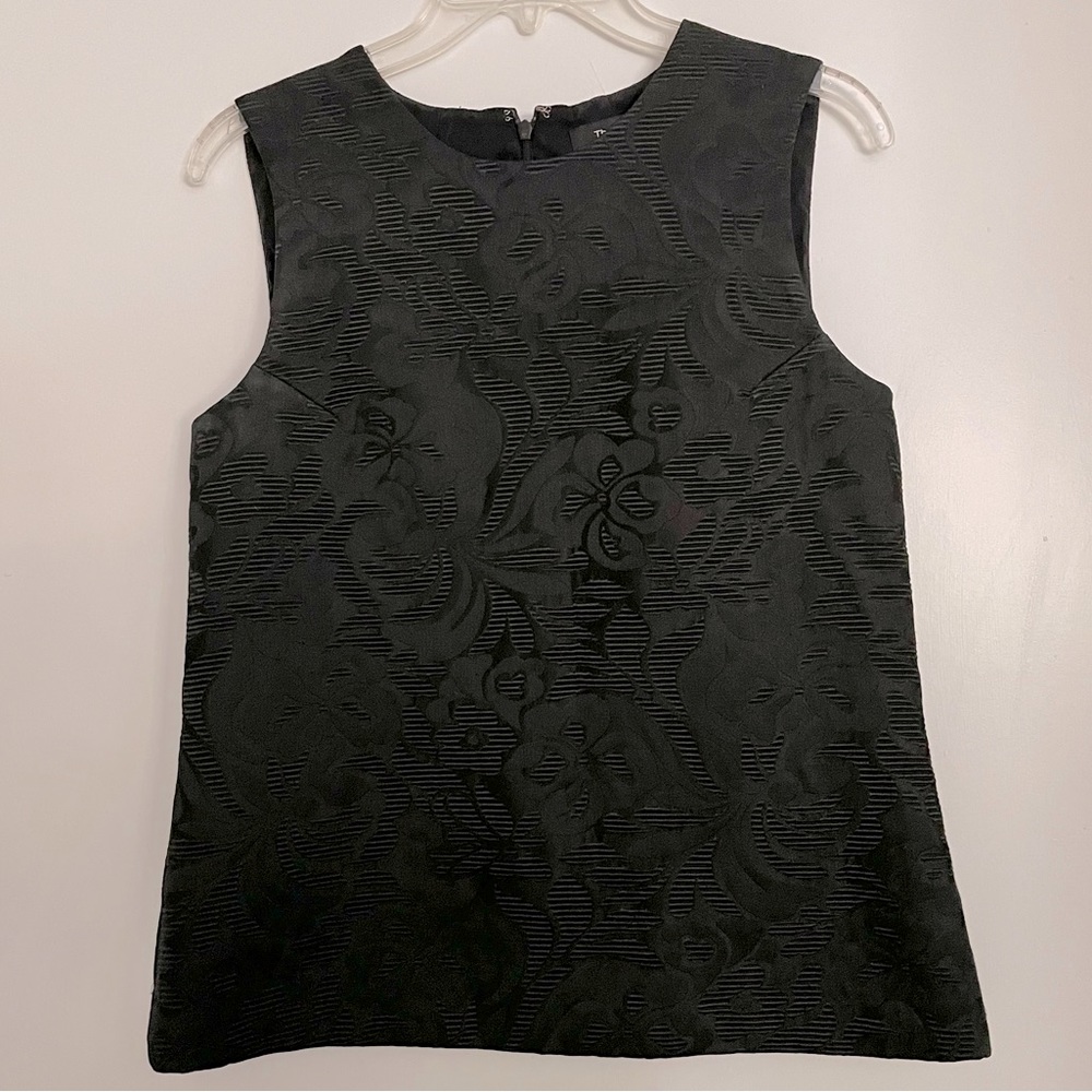 Theory Aster Black Jacquard Sleeveless Top